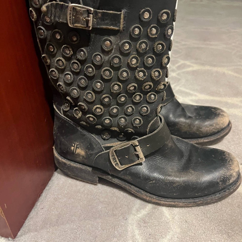 Frye Black Studded Ankle Boots